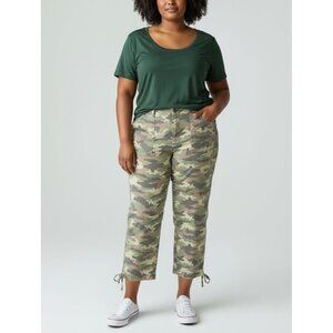 Womens Camouflage Cropped Pants Size 14 By George & Martha 100% Cotton With Adju